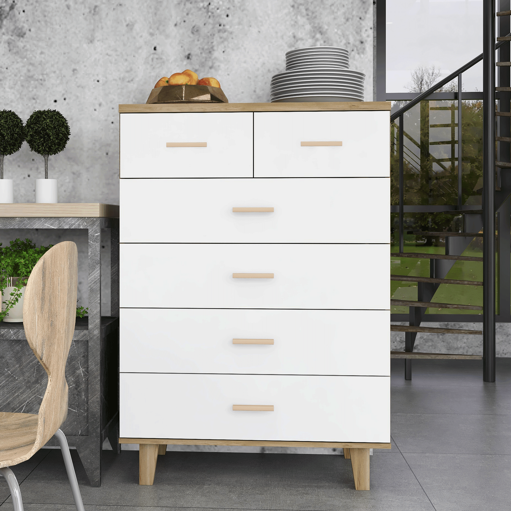 HIUU Tall Dressers for Bedroom,Modern Dressers,Natural Wood Dresser