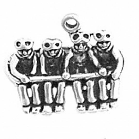 Sterling Silver 24" 1.2mm 3D Four People Sitting In Double Ski Lift Pendant Necklace