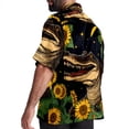 thumbnail image 3 of Crocodile Starry Sky Sunflower Men's Button Down Hawaiian Print Short Sleeve Casual Summer Beach Shirts, 3 of 6