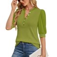 thumbnail image 1 of Blusa Ohhettm Summer Tops para mujer, manga corta, abullonada, color verde L, 1 of 6