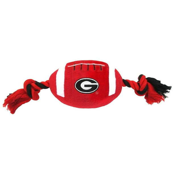 Pets First Collegiate Bulldogs Plush Football Rope Toy for Dogs & Cats Soft, Chewy