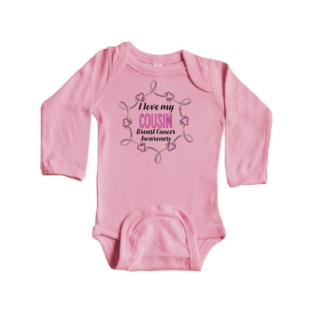 

Inktastic I Love My Cousin- Breast Cancer Awareness Gift Baby Boy or Baby Girl Long Sleeve Bodysuit