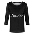 thumbnail image 4 of Women's Summer Clothes Spring Elegant Shirts Round Neck Blouse Dressy Casual Tops Vintage 3/4 Sleeve Loose Fit Flowy Tunic Tops Fashion 2024 Funny Letter Print Sweatshirt Black T Shirts XXXXL, 4 of 5