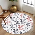 thumbnail image 2 of Round Rugs 7 Ft, Grey Red Botanical Non Slip Area Rugs for Kitchen Bedroom Entryway, Watercolor Spring Floral Summer Leaf Washable Carpet Runner Rug Floor Mats for Bedroom Home Decor, 2 of 8