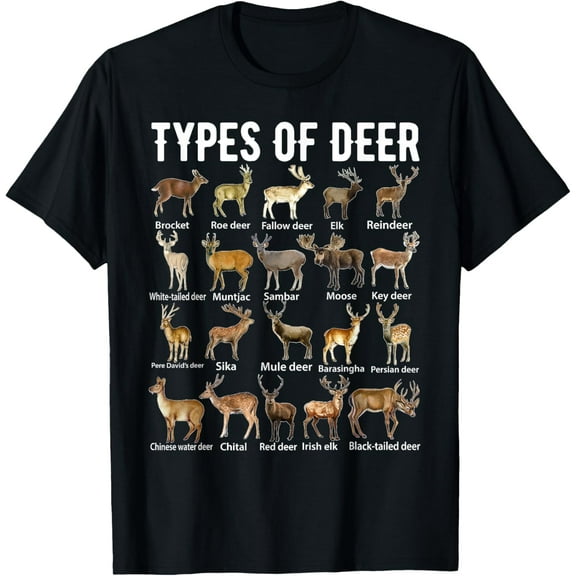 Types of Deer Shirt Deer Shirts Hunter Shirt Deer Hunting T-ShirtMen and women, Black T-shirt, size: Extra large