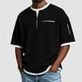 thumbnail image 2 of Akiihool Oversized Tee Men Men's T Shirts Short Sleeve Casual V Neck T-Shirt Soft Notch Neck Tee Classic Plain Shirts(Black,L), 2 of 4