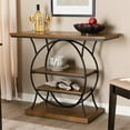 thumbnail image 3 of Bowery Hill Wood and Bronze Metal Console Table in Walnut Brown, 3 of 7