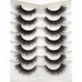 thumbnail image 1 of Pestañas postizas Pooplunch estilo ojo de gato, efecto wispy, de visón sintético, 7 pares, 1 of 7