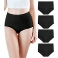 wirarpa Women's High Waisted Panties Modal Underwear Breathable Briefs Black 4 Pack Sizes 512