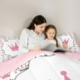 thumbnail image 3 of jejeloiu Chic Crown 7-Piece Twin Bedding Sets,Fairy Tale Princess Bedding Comforter Set,Pink Heart Print Sheet Sets For Girls Kids,Ultra Soft Home Decor Reversible, 3 of 8