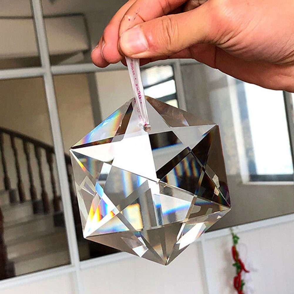 Hexagram 100mm Chandelier Lamp Glass Crystal Prism Suncatcher Pendant Judaism 