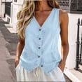 thumbnail image 5 of TGSLY Fall Denim Vest for Women Lightweight V Neck Button Down Jean Jacket Relaxed Casual Solid Color Sleeveless Layering Waistcoat XXL, 5 of 8