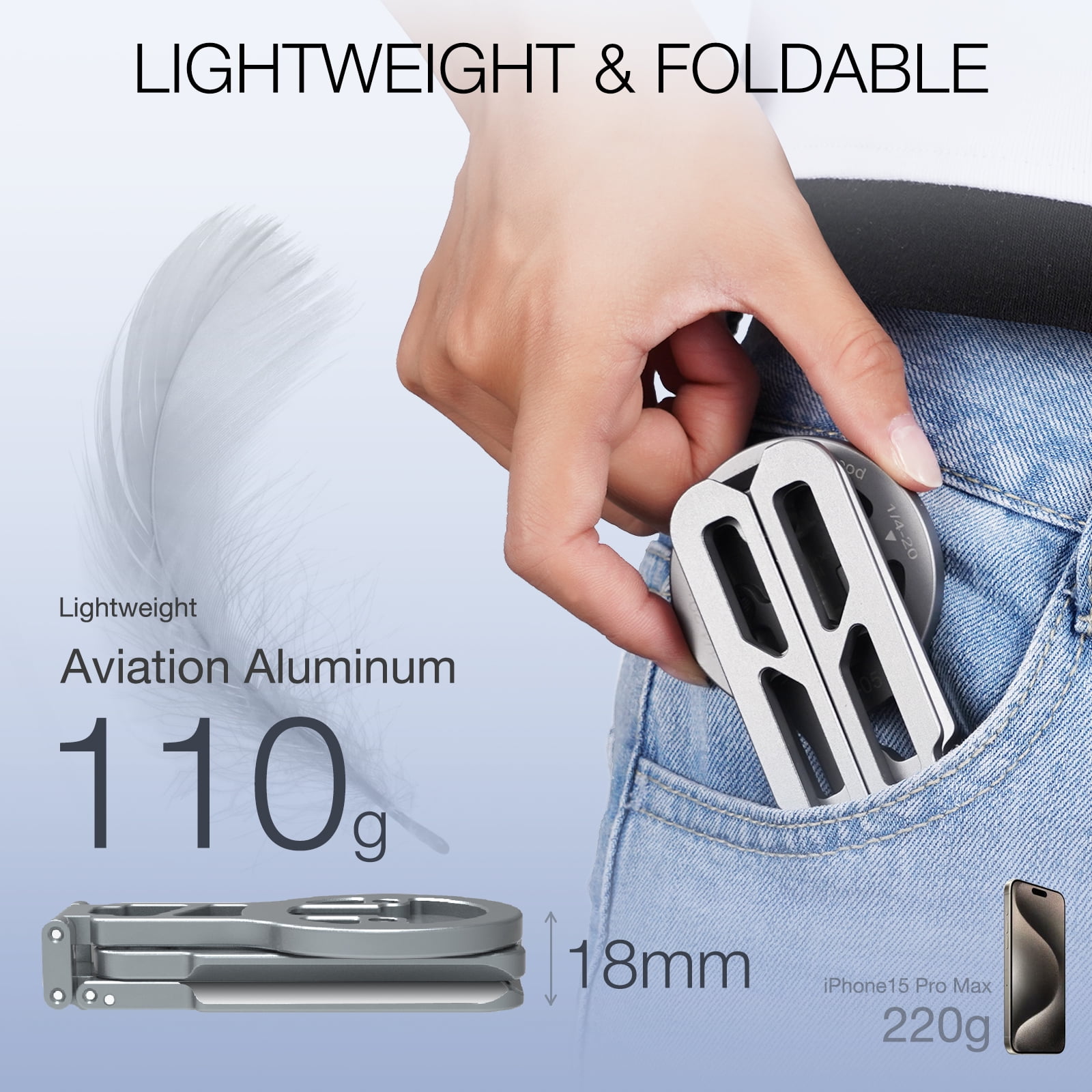 Magnetic Pocket Phone Tripod Foldable Compatible with Magsafe for iPhone 16/15/14/13/12 Plus Pro Max Series, Upgrade Mini Cell Phone Tripod Mount Handle Smartphone Desk Stand Travel All in One