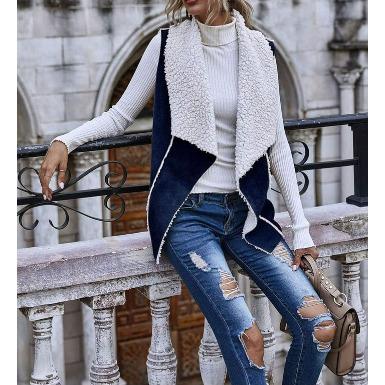 Faux suede sherpa vest new arrivals