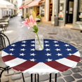 thumbnail image 3 of Fitted Tablecloth for Round Table,American Flag Table Cover with Elastic Edge Waterproof Table Cloth,Stripes Stars Blue Red and White Circle Table Covers for Kitchen Indoor Outdoor Picnic Party, 3 of 9