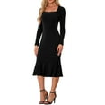 thumbnail image 1 of Vestidos Bodycon INSPIRE CHIC para mujer, vestido de fiesta y club de cuello cuadrado de manga larga, color negro, 1 of 6
