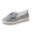 thumbnail image 4 of Cameland Women's Plus-size Flat Color-matching Rhinestones Slip-on Loafers, 4 of 9