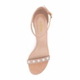 thumbnail image 3 of YDN Women Elegant Round Open Toe Pearl Studded Single Strap Sandals Ankle Buckle Strap Block Low Heels Dressy Shoes Size 14 Nude, 3 of 4