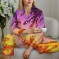thumbnail image 6 of Lsque Palm Trees at Sunset Pattern Long Sleeve Pajama Set for Women - Soft 2-Piece Sleepwear and Loungewear Set with Pockets, Comfy Nightwear-Medium, 6 of 7