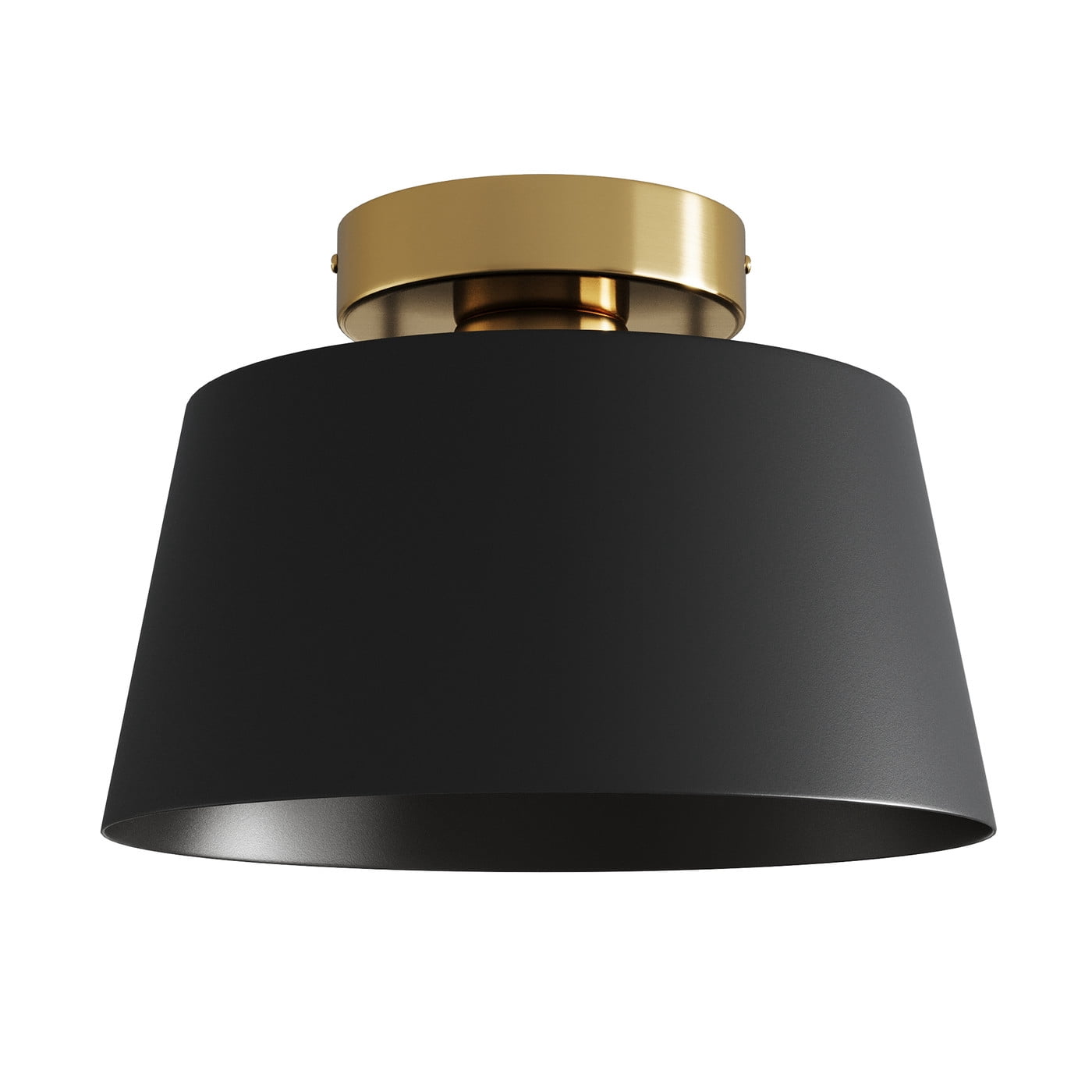 Aiwen Semi Flush Mount Ceiling Light Fixture Drum Light With Black Metal Shade Modern Lighting For Bedroom Hallway Living Room