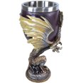 thumbnail image 4 of Ebros Maroon And Gold Medieval Dragon Wyvern Holding Egg Wine Goblet Chalice 5oz, 4 of 5