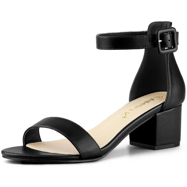 BLISSFUL STEP Women's Open Toe Chunky High Heel Ankle Strap Sandals