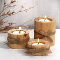 thumbnail image 5 of GadgetVLot 3Pcs Round Candle Holder Wood Candlestick Potted Ornament Crafts Wooden Decoration With Ribbon Creativity Decorate Ornaments, 5 of 8