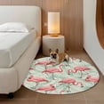 thumbnail image 2 of Red Flamingo Round Area Rug 3Ft Washable Small Circle Rugs for Kitchen Entryway, Summer Tropical Plants Leaves Botanical Green Non-Slip Carpet Floor Mats Indoor Outdoor Carpet Runner Home Decor, 2 of 8