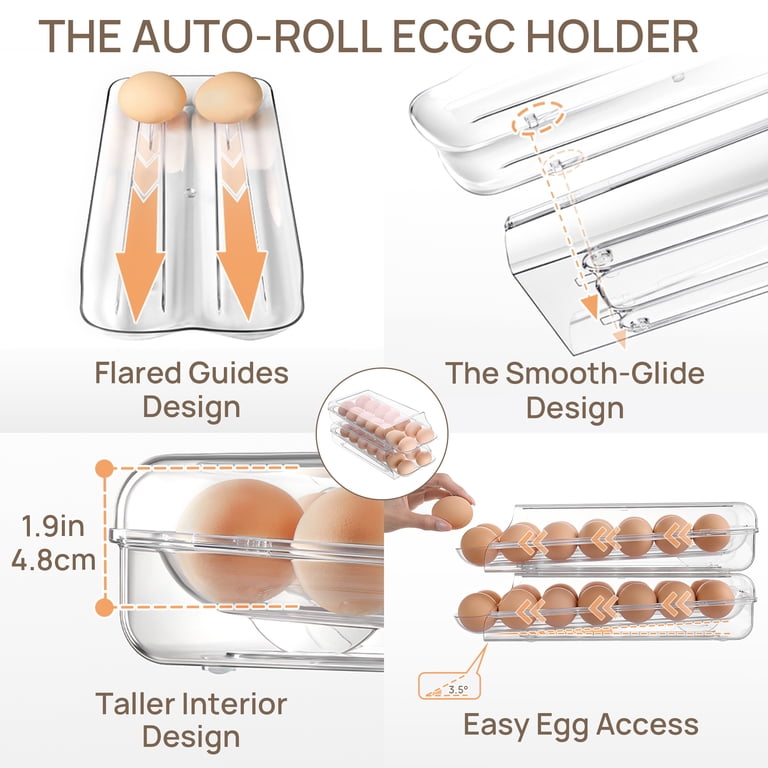 Sindcom Clear Automatic Rolling Egg Holder, 14-Count, 2-Pack photo 5