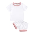 thumbnail image 4 of B91xZ Ensemble 2 Pcs Garçon T-Shirt à Manches Courtes Raglan et Shorts Imprimé Color Block 2 Pcs Tenue d'Été, Rouge Melon D\'eau 12-18 Mois, 4 of 5