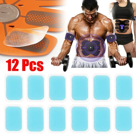 12PCS Muscle Stimulator Gel Pads, Abs Trainer Replacement Gel Sheets Abdominal Toning Belt Muscle Toner Ab Trainer