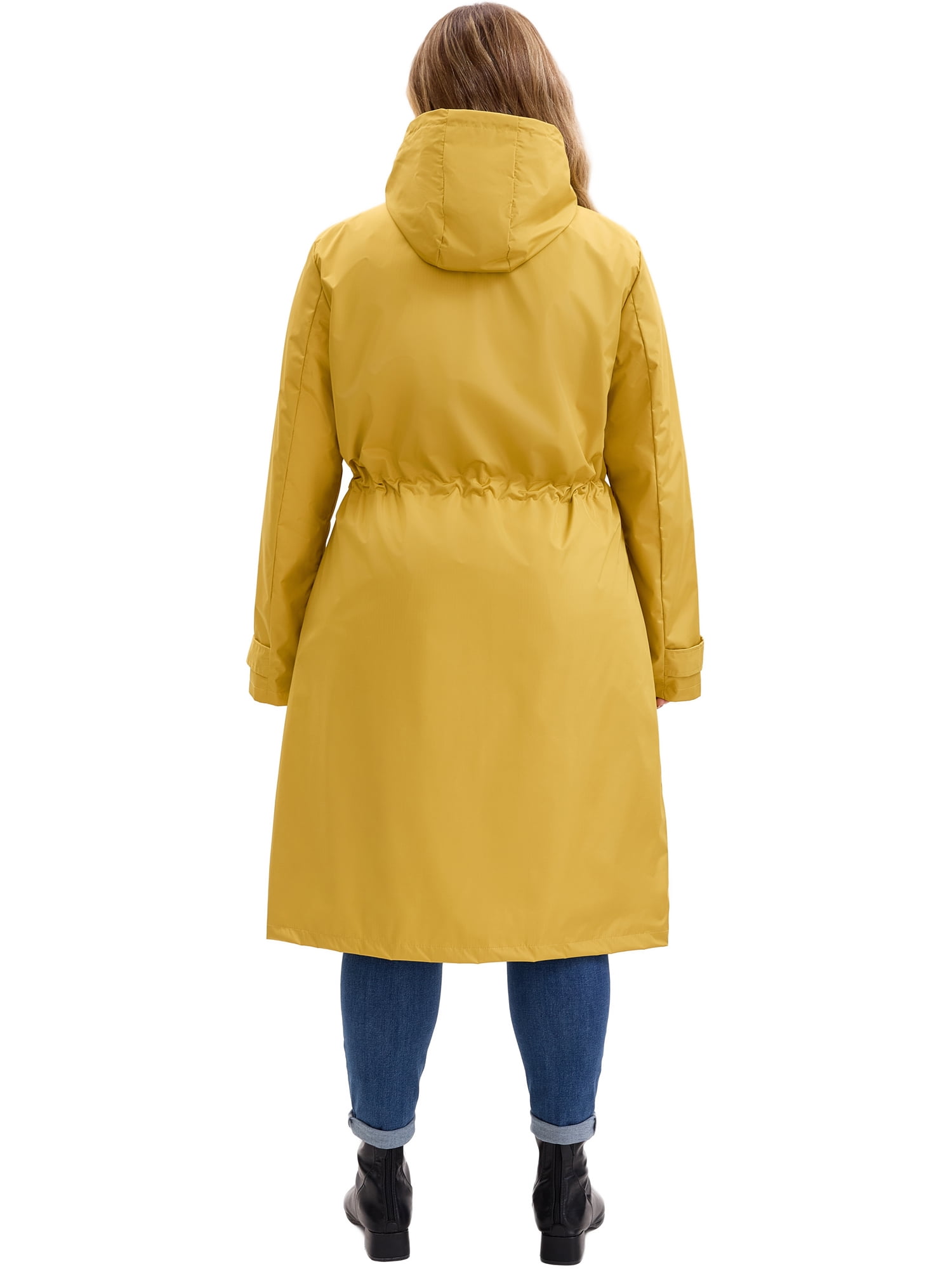DARING DIVA Plus Size Hooded Long Drawstring Waist Zipper Jacket 2X Yellow