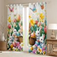 thumbnail image 2 of Feelyou Cartoon Jungle Rabbit Blackout Curtains Set of 2 (52x84 Each) for Kids, Spring Eastern Eggs Window Curtains, Garden Butterfly Floral Curtains and Drapes, Blackout Curtains Room Decor, 2 of 6