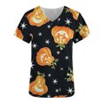 thumbnail image 3 of Dvkptbk Blouse Médicale pour Femmes Halloween Imprimé Citrouille Araignée avec Poches Mode Décontractée Col en V Manches Courtes, 3 of 4