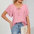 thumbnail image 3 of Gibobby Casual Playera de Manga Corta para Mujer Camiseta suelta manga corta con cuello en V color liso para mujer(Rosa,M), 3 of 5
