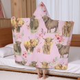thumbnail image 5 of Pink Highland Cow Flower Pattern Hooded Bath Towel，60"x35" for Ages 3 To 12 Kids, Quick Dry Lightweight Soft Microfiber Hood Beach Towel Cover Up for Kids, 5 of 7