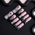 thumbnail image 4 of Uñas postizas adhesivas Kcjckcdd de 24 piezas, negras y blancas, con flores 3D, 4 of 8