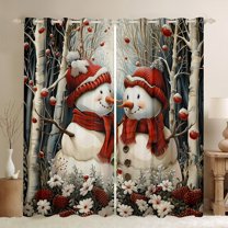 Homewish Cute Winter Snowman Curtains Pack of 2 (42x84 Each) for Kids, Cartoon Groovy Flower Curtains Blackout, Merry Christmas Bedroom Curtains, Curtains and Drapes Bedroom Decor