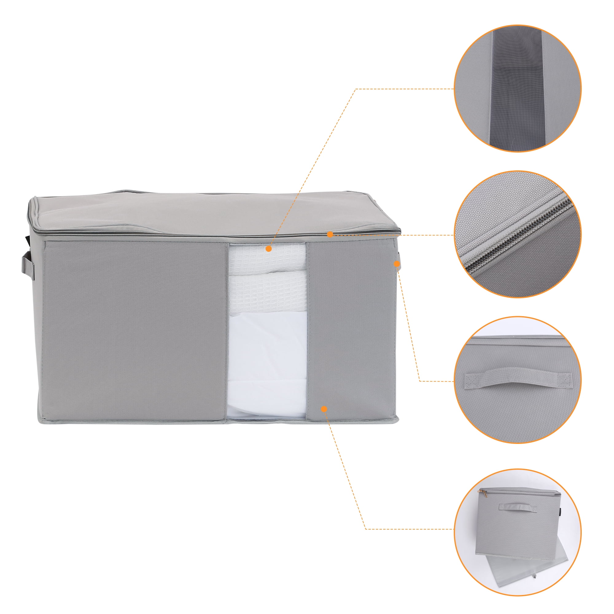 Unique Bargains Clothes Foldable Storage Bags for Closet Organizers Gray 17.5x14x10in