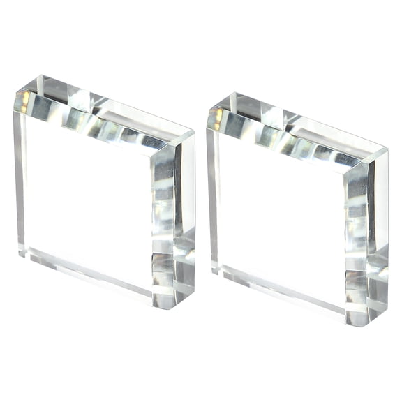 Uxcell 2 Pcs Clear Glass Paperweight, 1.18 x 1.18 x 0.39 Inch Clear Paperweight Decorative for Home Decoration Reading Photography Daily Office Gifts, Clear(Square)