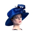 thumbnail image 2 of Chic Headwear Satin Braid Hat w/ Loop Stone Bow - Royal, 2 of 4