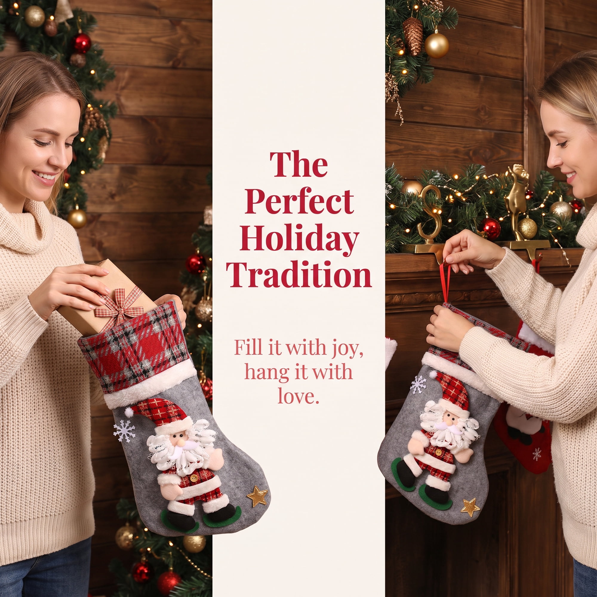 Unique Bargains Adorable Mascot Christmas Stockings Cozy Winter Living Accents Old Man 16"