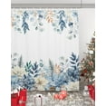 thumbnail image 2 of Rdsfhsp Blue Christmas Poinsettia Shower Curtain, Winter Eucalyptus Leaves Polyester Shower Curtains with Hooks, Waterproof Bathroom Curtains Decor,72 X 72 inch, 2 of 5