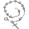thumbnail image 2 of Catholic Italian Sterling Silver Rosary Beads Cross Bracelet 7.5", 2 of 2