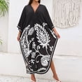 thumbnail image 4 of HAJWOH Plus Size Kaftan Dress Batwing Sleeve V Neck Lightweight Summer Beach Cover Up Loungewear, 4 of 5