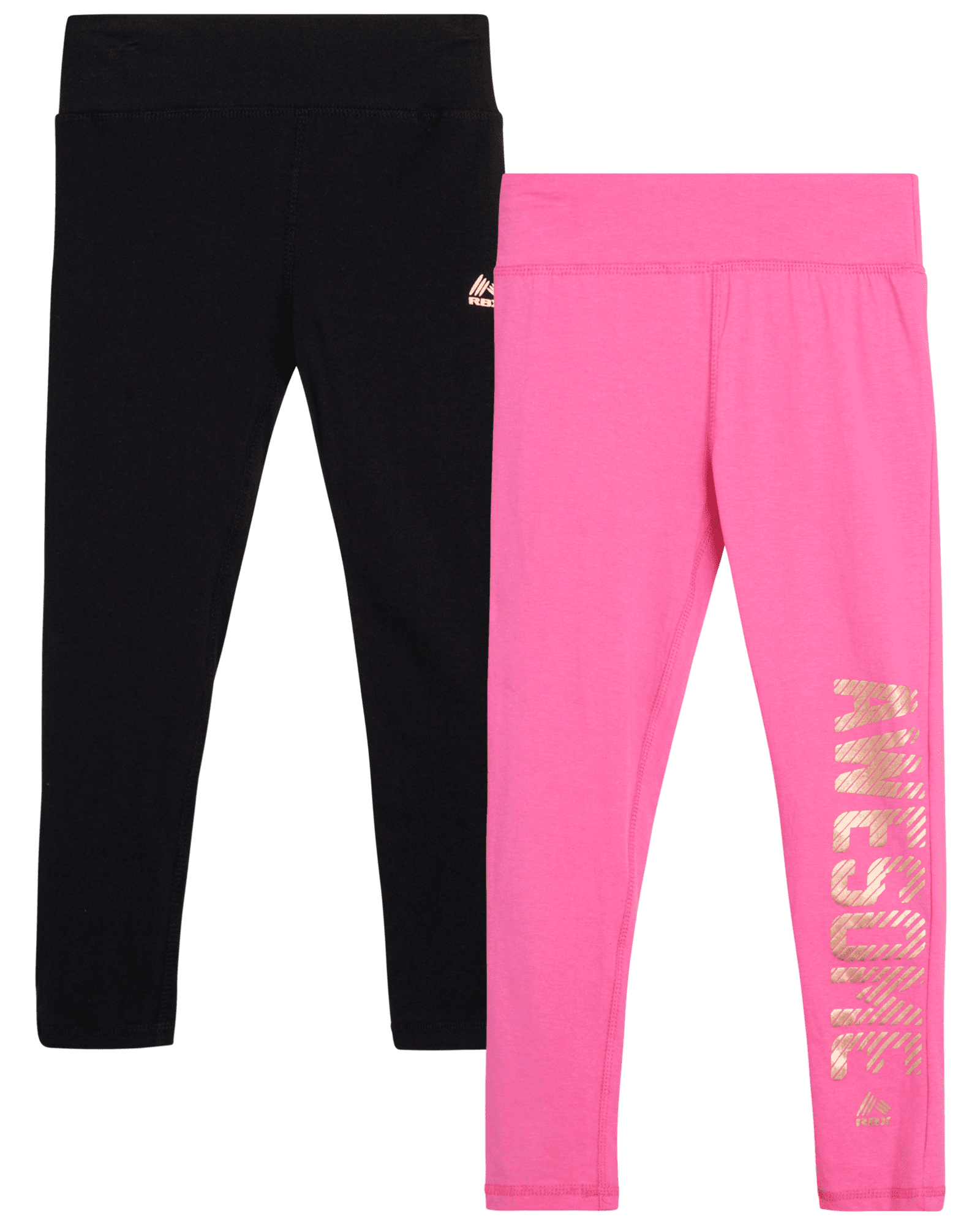 RBX Girls' Active Leggings 2 Pack Performance Stretch Cotton Gym
