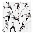 thumbnail image 3 of Ambesonne Sketch Shower Curtain, Various Sports Athletes, 69"Wx84"L, Black White, 3 of 5
