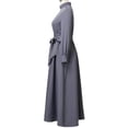 thumbnail image 6 of Afinprain Women's Clergy Dress Long Sleeve A-Line Maxi Dress with Belt and Tab Collar, 6 of 7