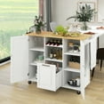 thumbnail image 3 of Costway Rolling Kitchen Island Utility Serving Cart with Drop Leaf Wine Rack Drawer White, 3 of 10