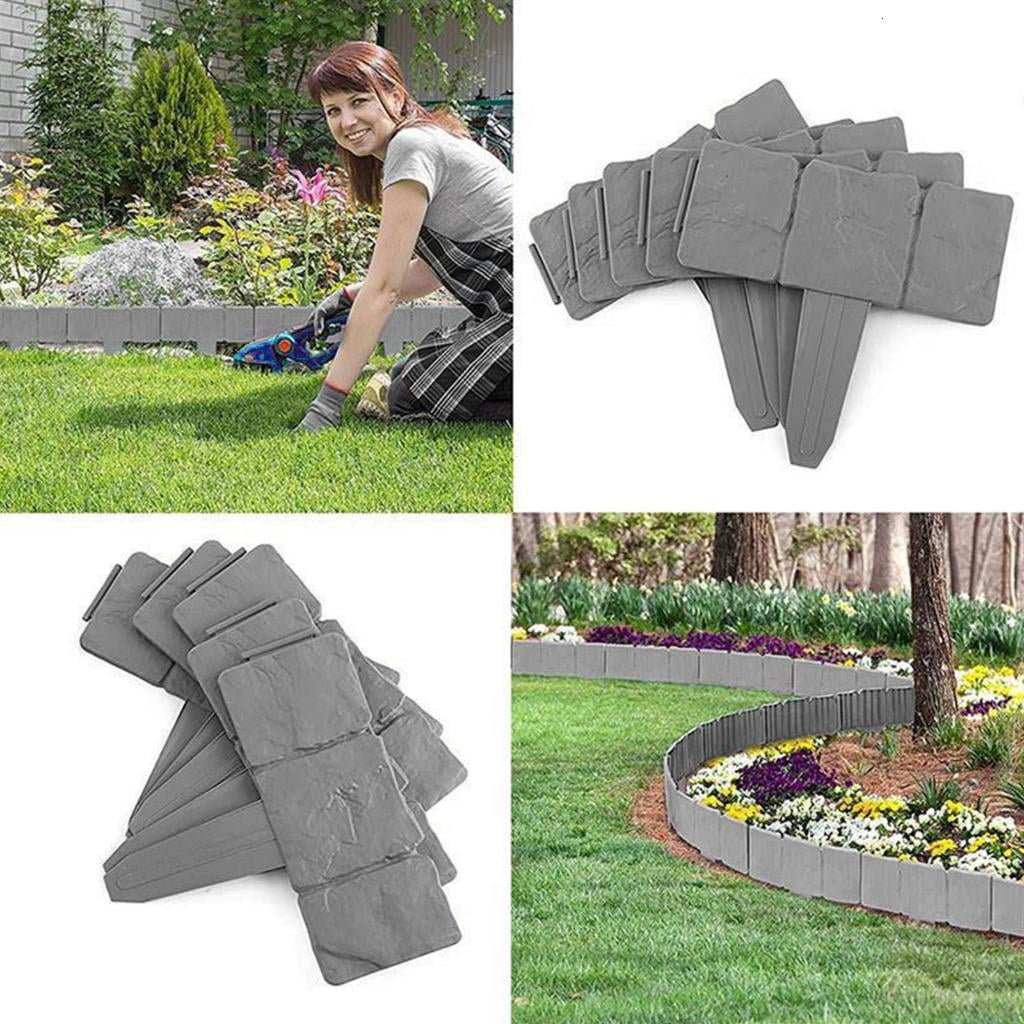 SDFGTstore 5/10/20Pcs Landscape Edging Border Garden Edging Border Plastic Stone Effect